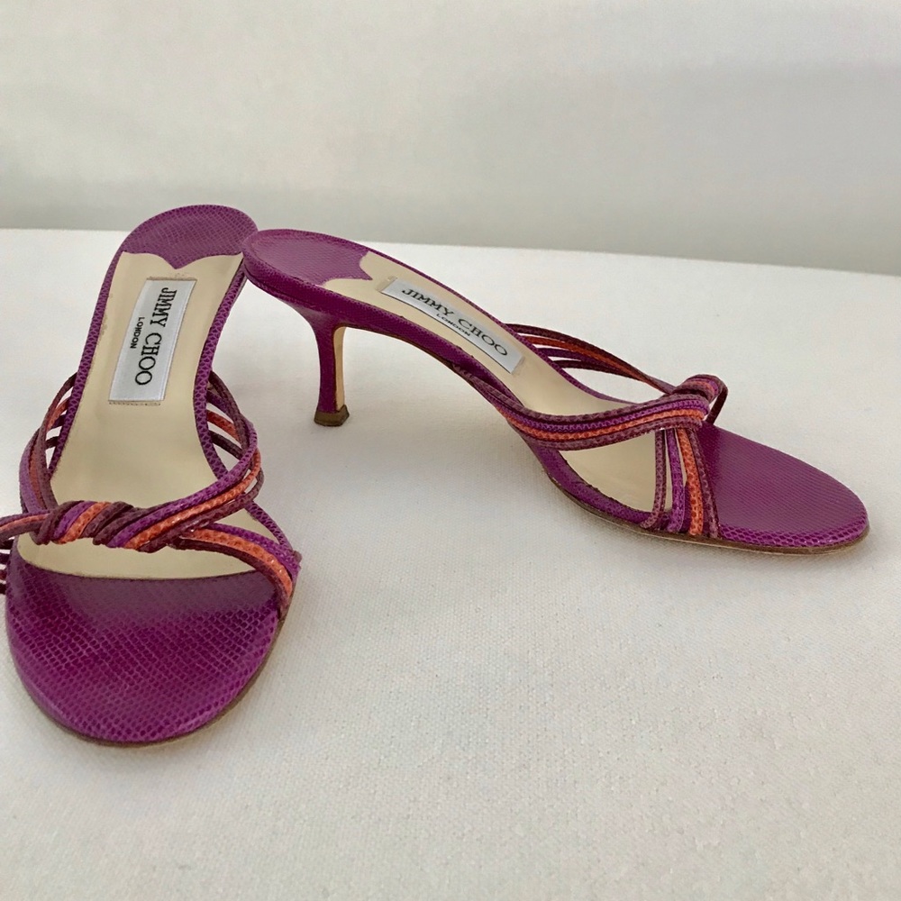 Jimmy Choo Purple Snakeskin Kitten Heel - Sz 37.5